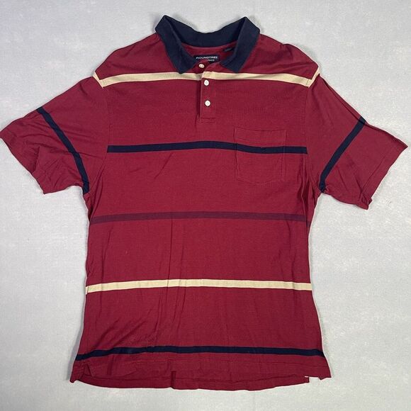 Roundtree & Yorke Shirt Men Red Large Golf Polo Mercerized Athleisure Classic